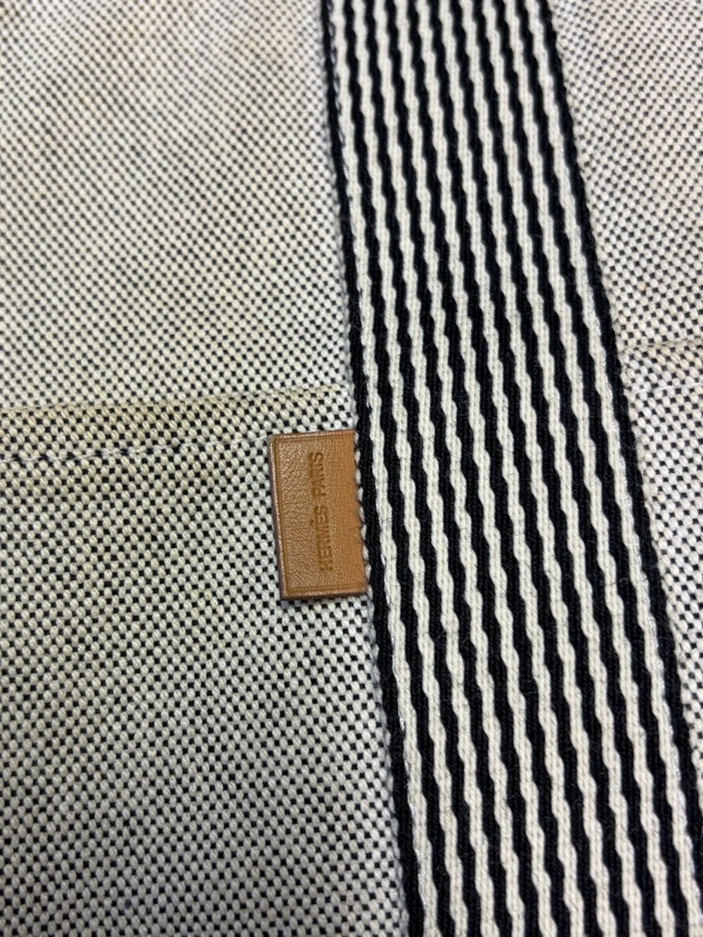 Authentic Hermes Canvas Tote Bag with Striped Handles - Beige - Picture 2 of 8